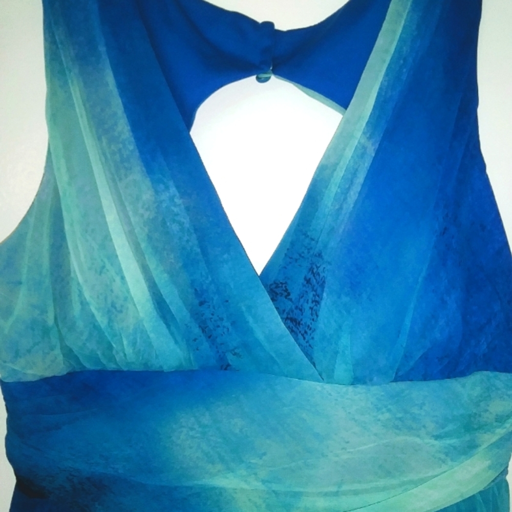 BEAUTIFUL Ocean Blue Bisou Bisou Michele Bohbot Sun Dress Size:16